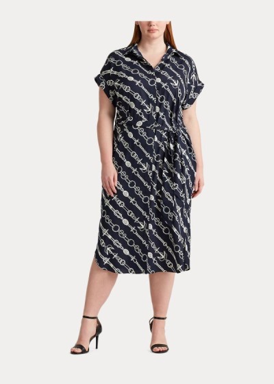 Women's Ralph Lauren Anchor-Print Crepe Shirt Dress | 418970EZA